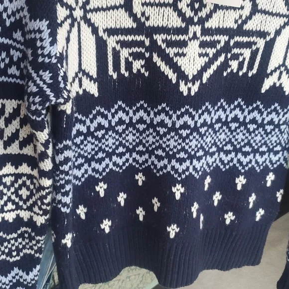 Vineyard Vines Merino Wool Blue Fair Isle Roll Mock Neck Sweater XXS - Picture 7 of 8